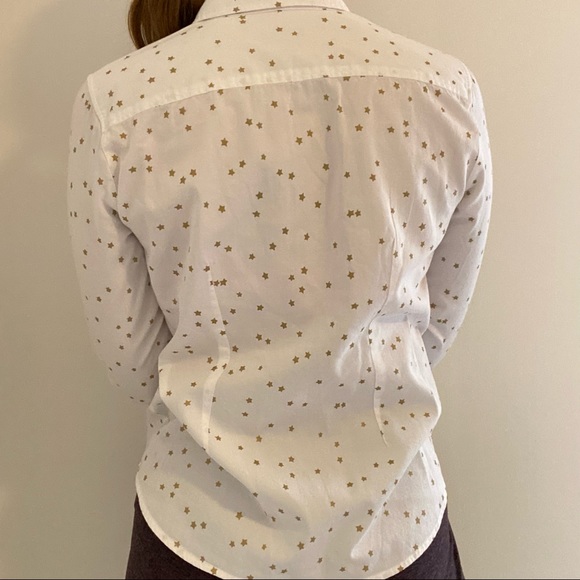 Talbots white button down gold stars petite - Picture 3 of 7